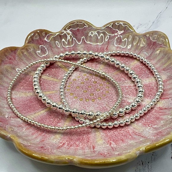 Jewelry - 2mm 3mm 4mm Set of 3 Sterling Silver Stretch Bracelets